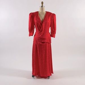 Vintage 1980’s Flora Kung silk skirt and cross over too set.